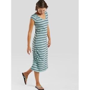 Toad&Co Samba Muse Dress in Blue Surf Stripe Size Medium Granola Girl Outdoor